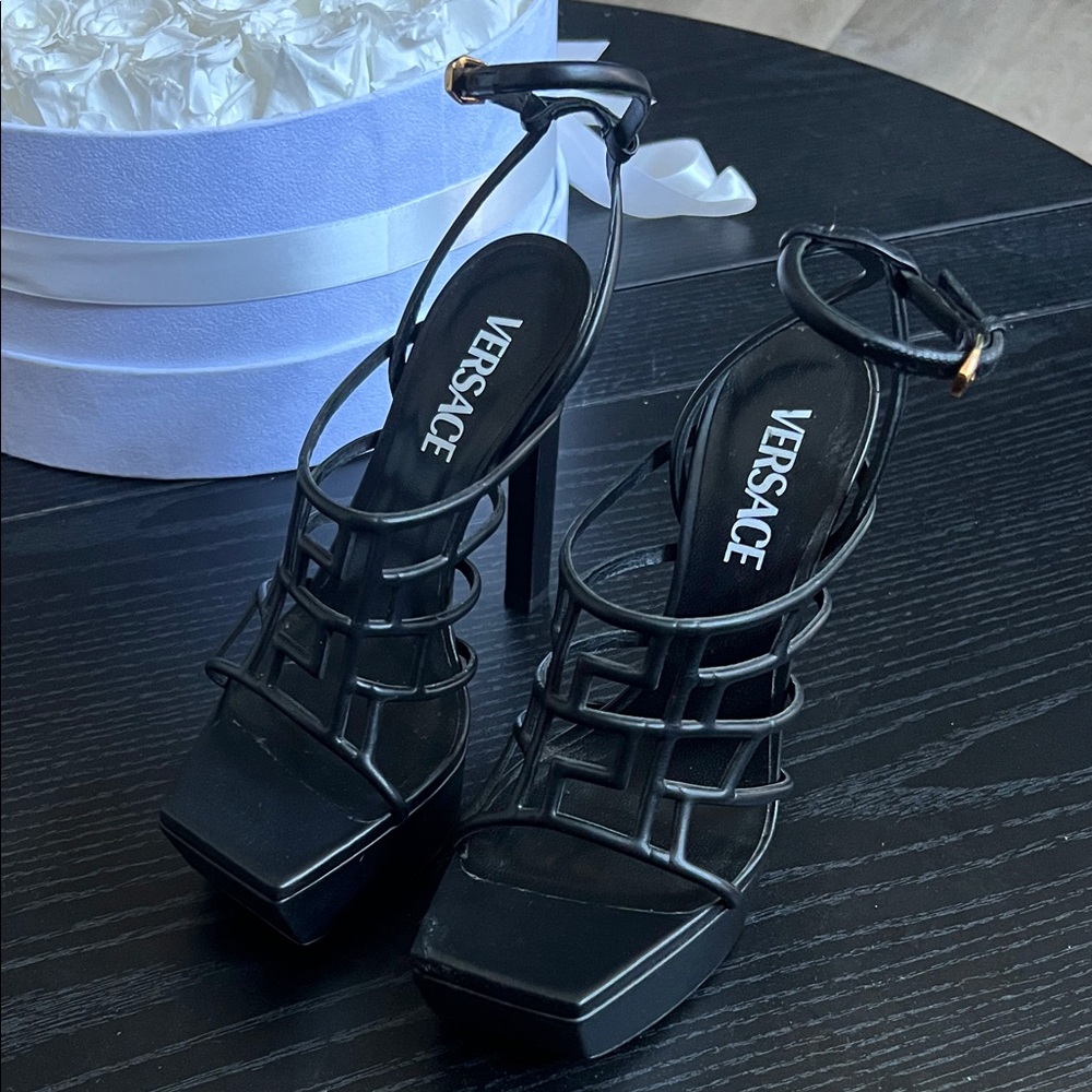 Versace Strappy Black Heels
